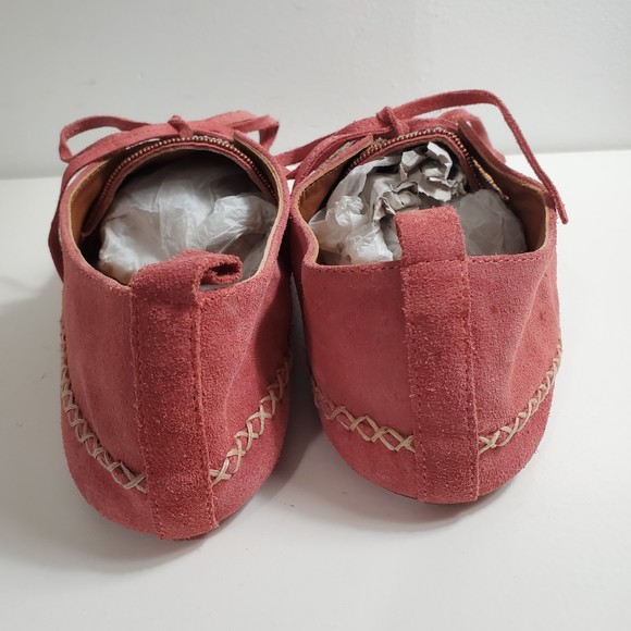 Free People 37 Llani Beaded Moccasins Pink Suede Leather Boho Flat Metallic - Picture 5 of 12